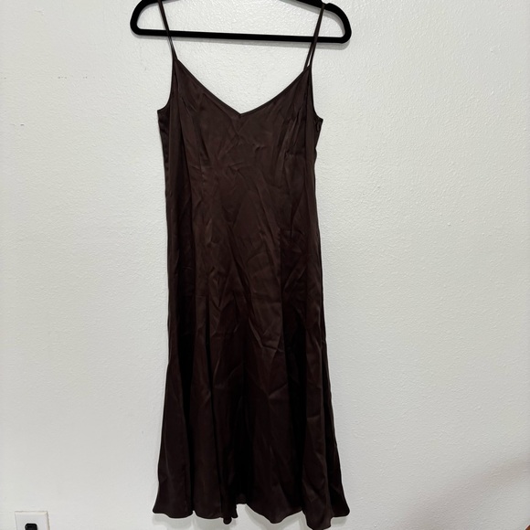 Vintage Escada Dark Brown Silk Midi Dress - Picture 2 of 9